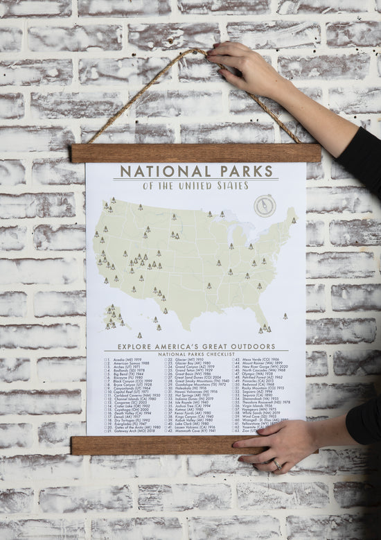 18x24 Framed Canvas National Parks Checklist