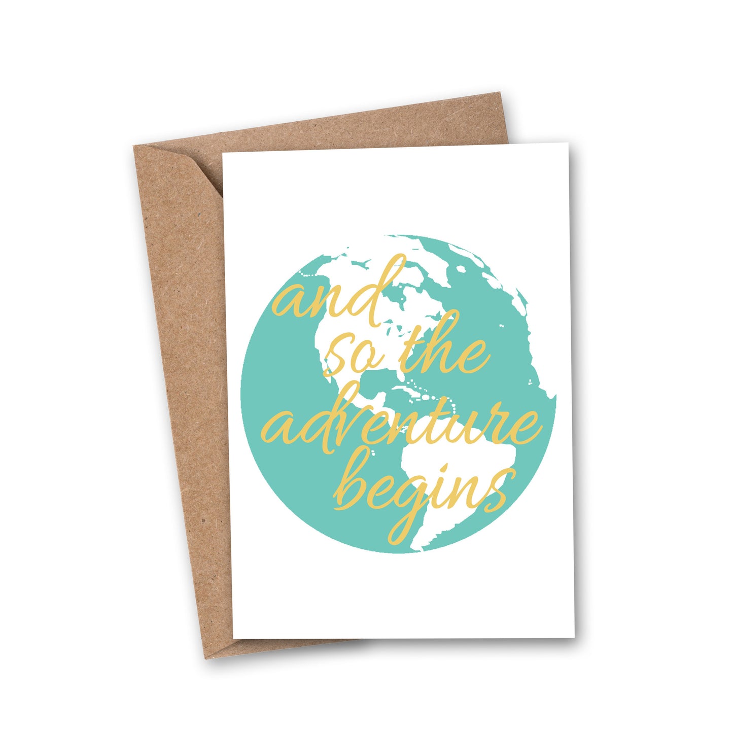 and so the adventure begins in gold script font printed on world background.
