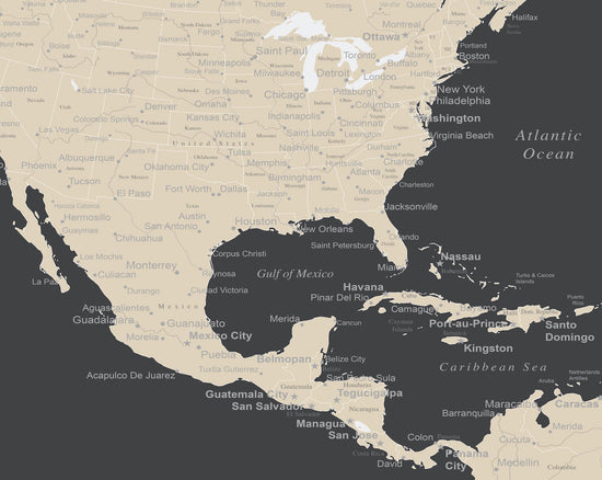 Load image into Gallery viewer, North America Map Poster - Charcoal Grey
