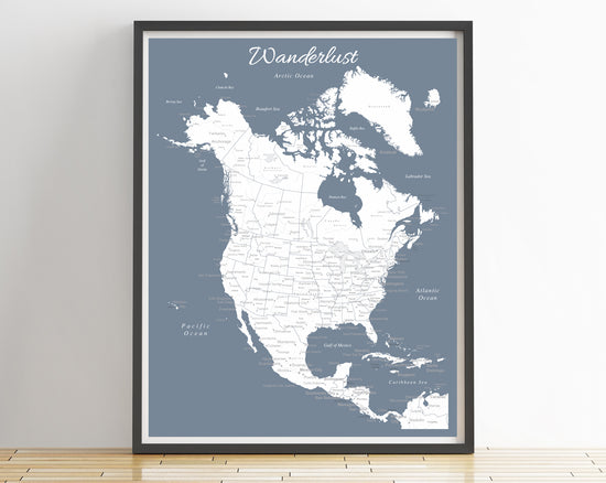 North America Map Poster - Slate Blue