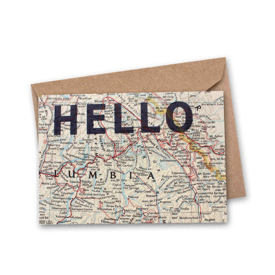 Hello Vintage Map Greeting Card