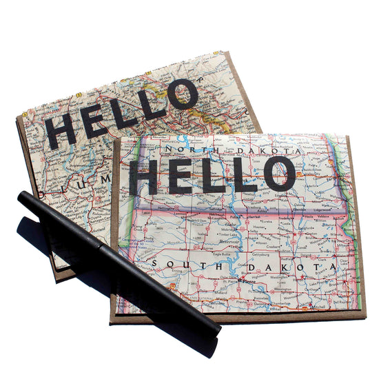 Hello Vintage Map Greeting Card