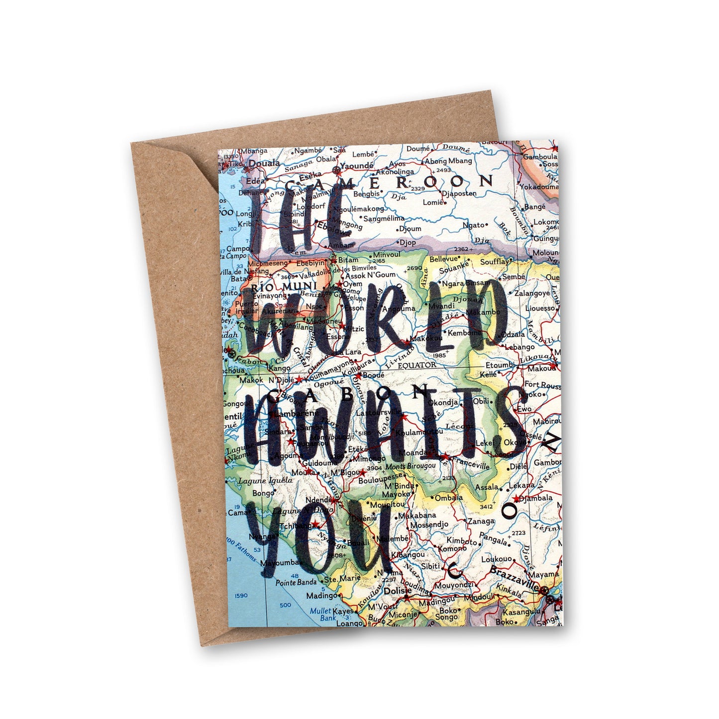 Load image into Gallery viewer, The World Awaits You Vintage Map Greeting Card
