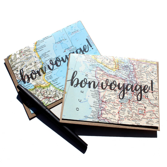 Load image into Gallery viewer, Bon Voyage! Vintage Map Greeting Card
