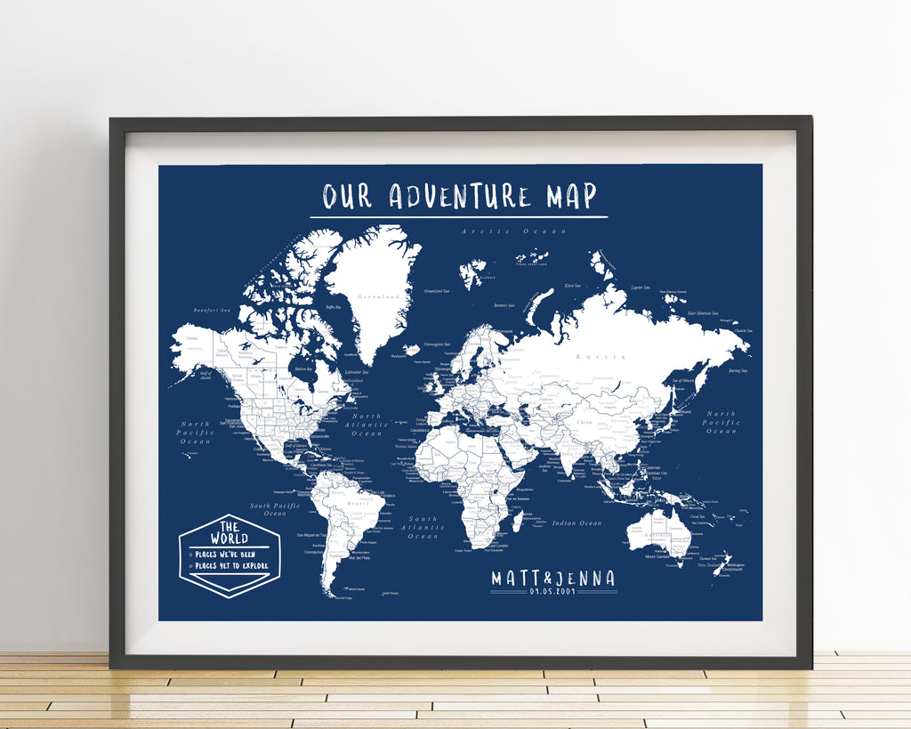 Amazon.com: Framed 'Old World Map Blue' Gallery-Wrapped