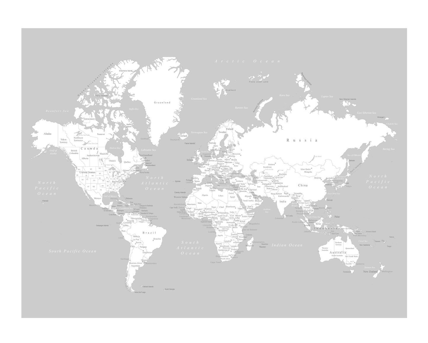 World Map Poster - Light Gray